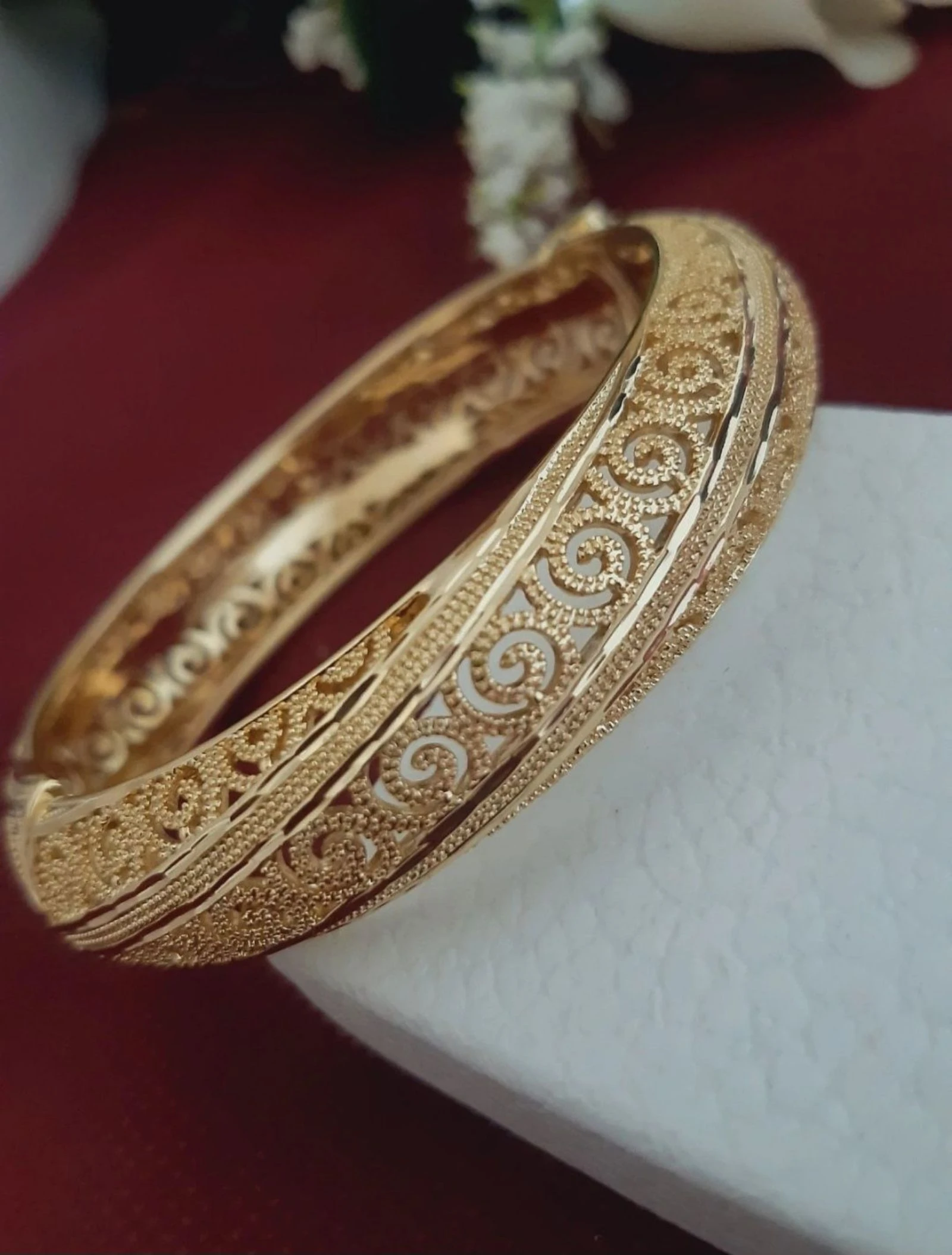 Pulsera Marroquí chapada oro 5,7cm diámetro  – photo 3